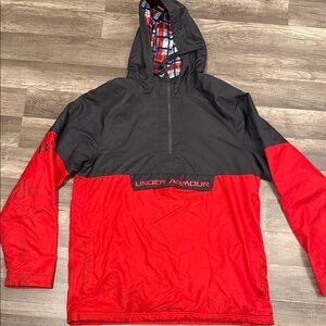 Under Armour Men's Large Black and Red Lined heavy duty Windbreaker